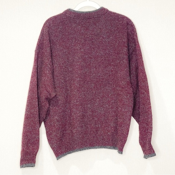 Woolrich Vtg 90s Men’s Burgundy Gray Crewneck Sweater Made in USA Size Large - Picture 2 of 5